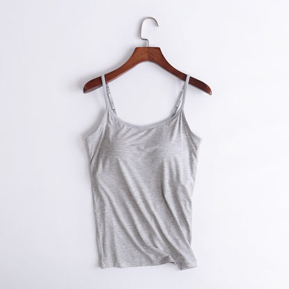 Women's Camisole Tops with Built in Bra Neck Vest