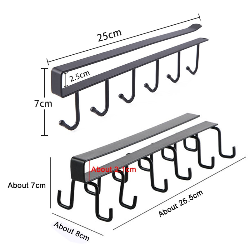 Iron 6 Hooks Storage Shelf Wardrobe Cabinet