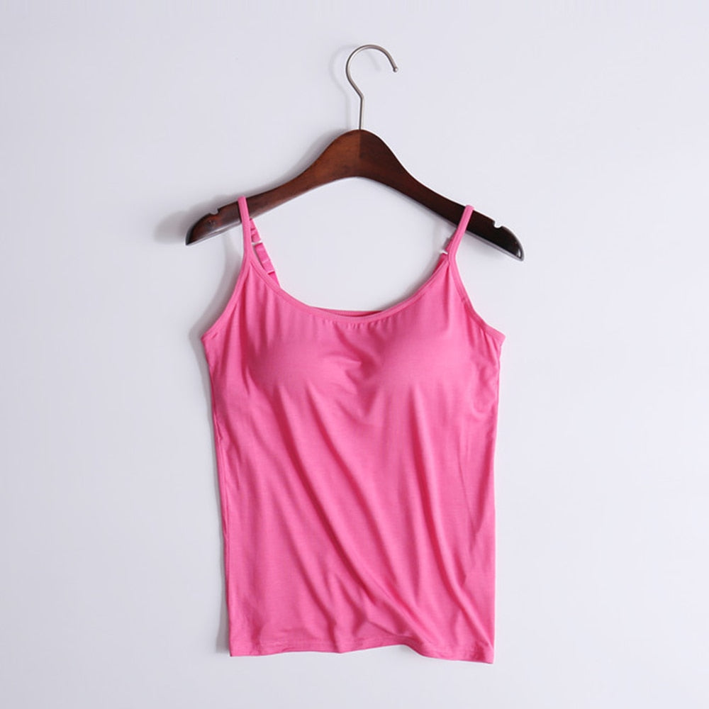 Women's Camisole Tops with Built in Bra Neck Vest