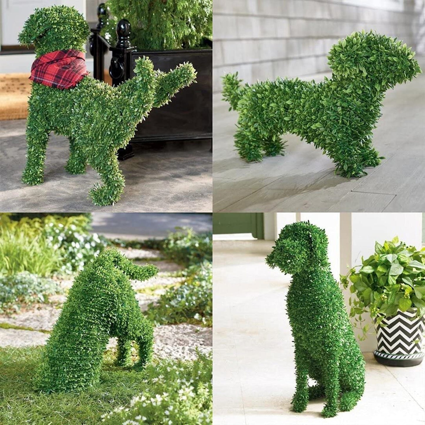 Decorative Peeing Dog in 4 Styles Green Artificial