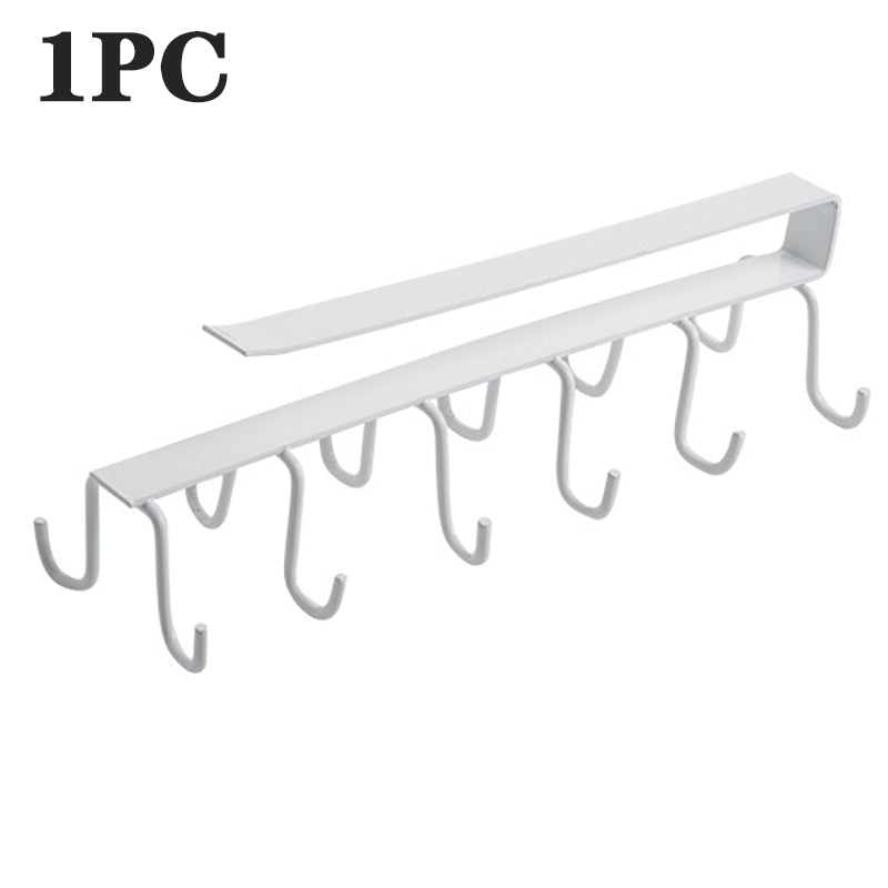 Iron 6 Hooks Storage Shelf Wardrobe Cabinet