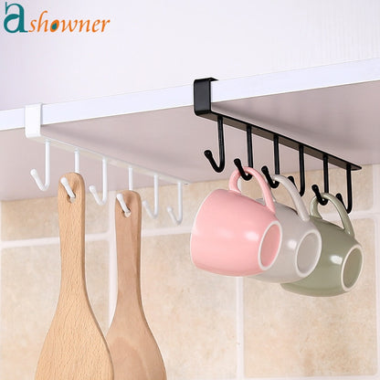 Iron 6 Hooks Storage Shelf Wardrobe Cabinet