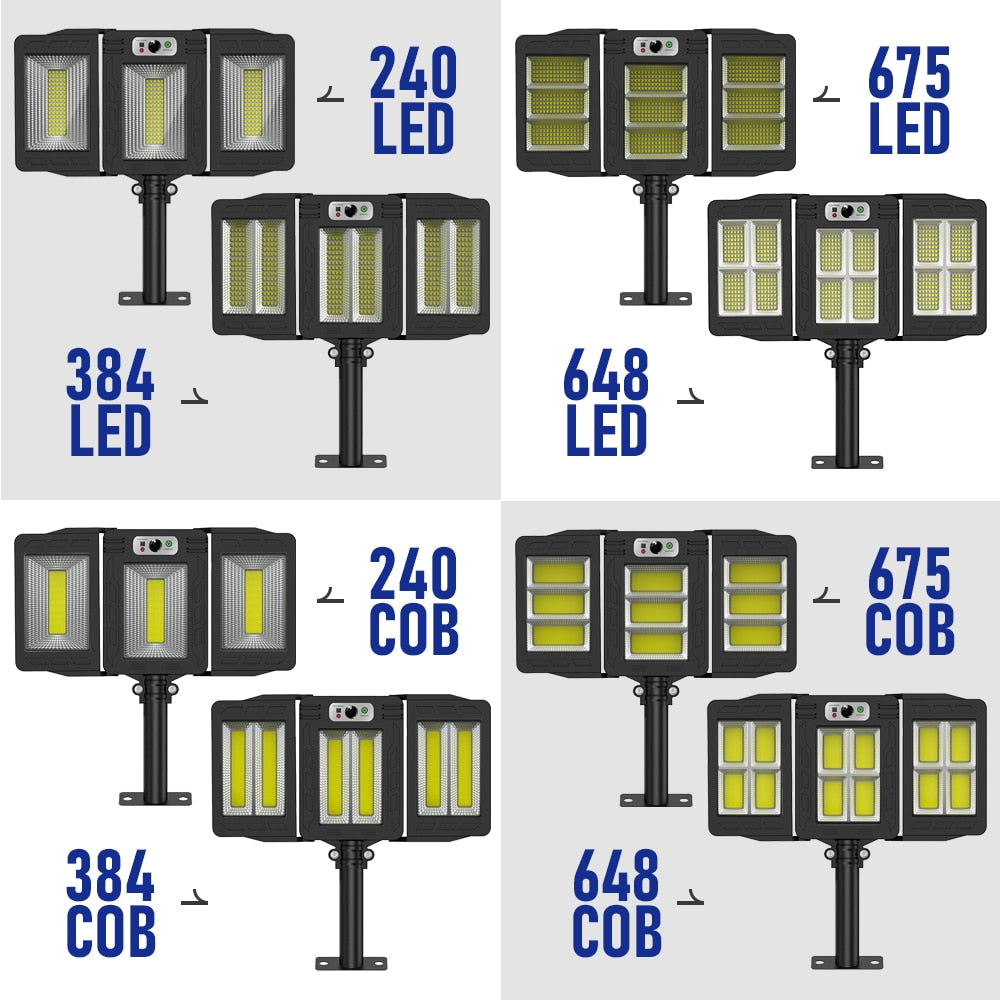 LED Solar Street Lights Outdoor 3 Head Motion Sensor