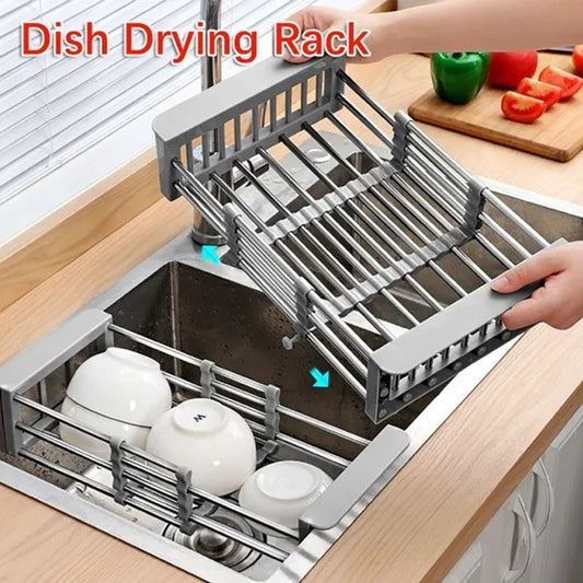 Adjustable Dish Drainer Stainless Steel Sink
