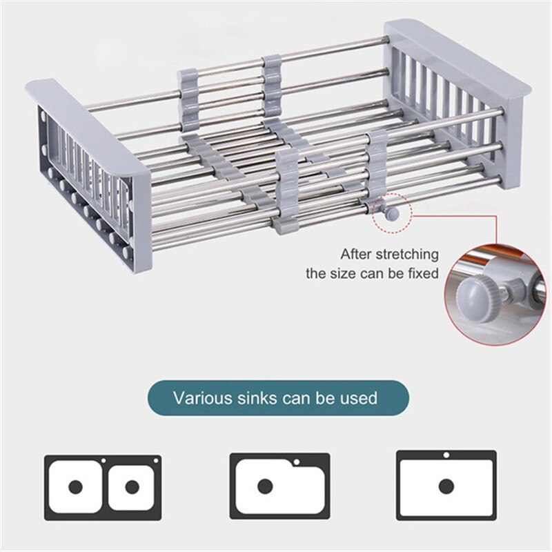 Adjustable Dish Drainer Stainless Steel Sink