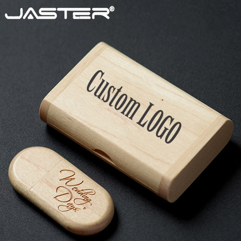 Custom Logo Wooden Box USB Flash Drive