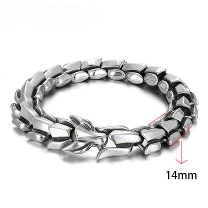 Hip Hop Silver Dragon Head Dragon Lin Bracelet