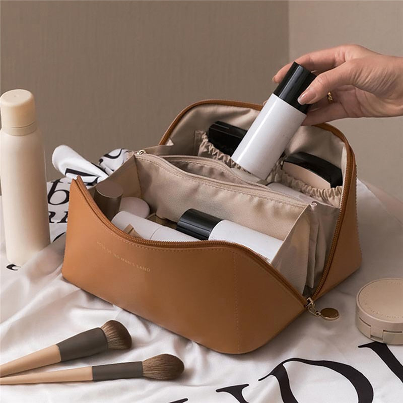 Large-Capacity Makeup Leather Cosmetic Bag