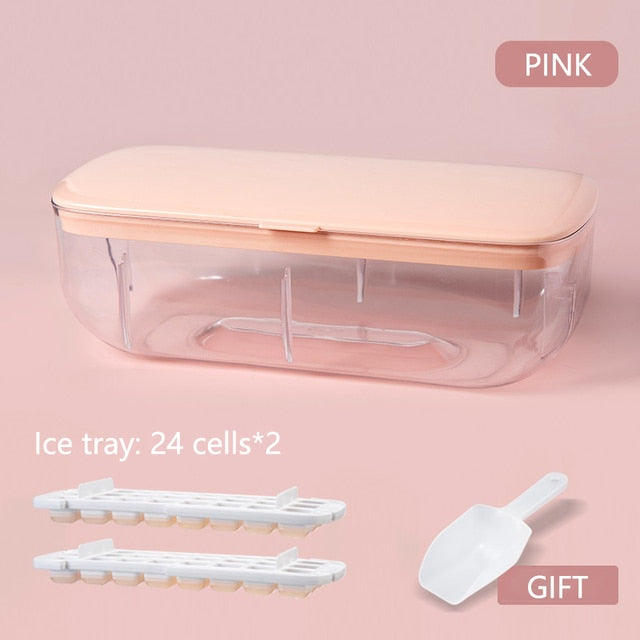 Silicone Ice Mold And Storage box 2 In 1 Ice Cube Tray