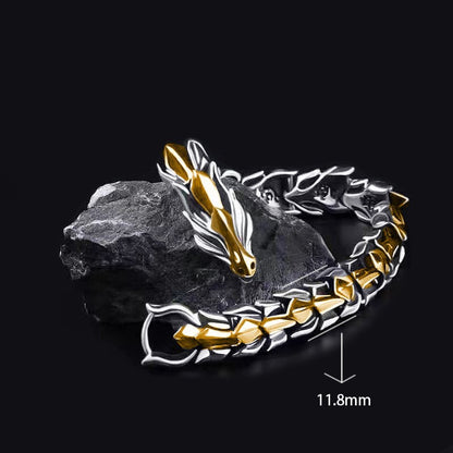 Hip Hop Silver Dragon Head Dragon Lin Bracelet