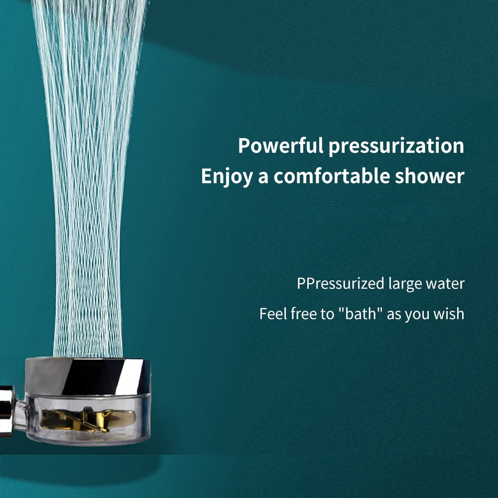 Propeller Driven Handheld Shower Head High Pressure Water
