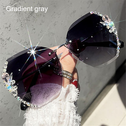 Luxury Brand Design Vintage Rhinestone Sunglasses