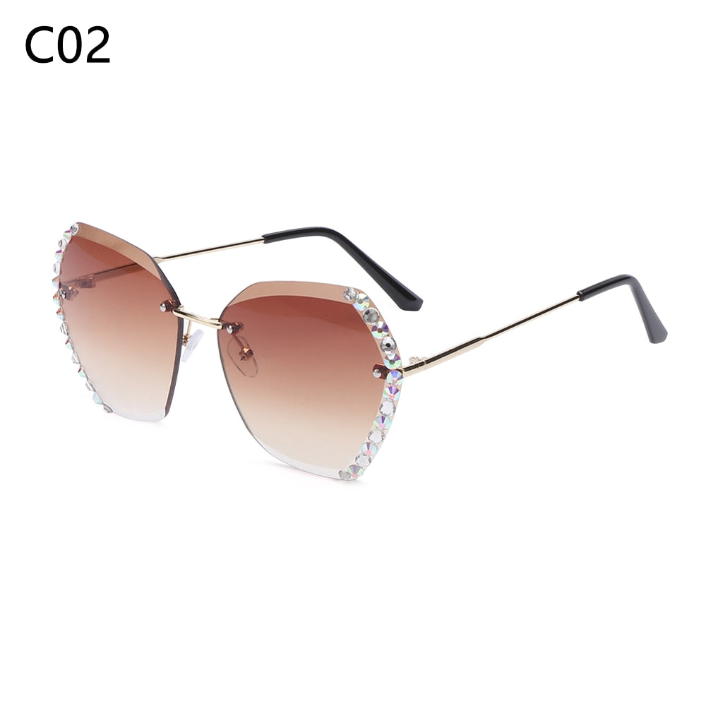 Luxury Brand Design Vintage Rhinestone Sunglasses