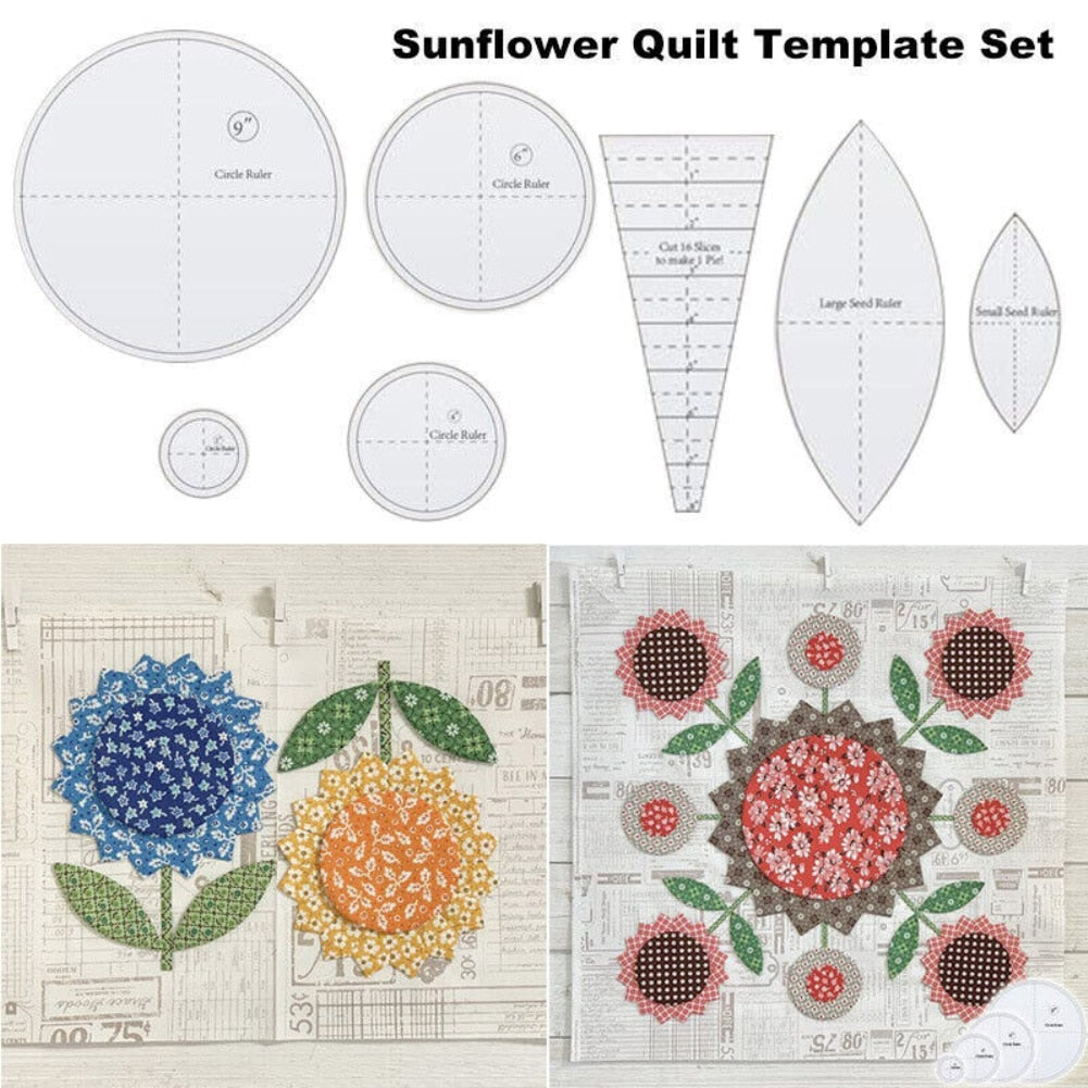 Sunflower Quilt Templates Acrylic Pattern Stencil