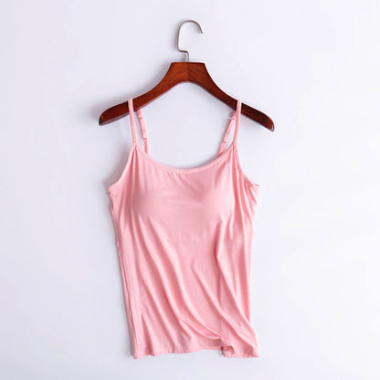 Women's Camisole Tops with Built in Bra Neck Vest