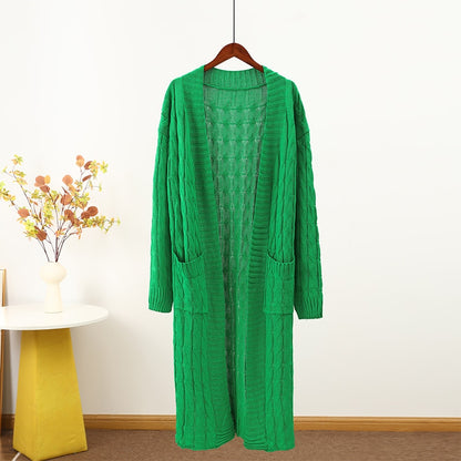 Cardigan Women Green Knitted Crochet