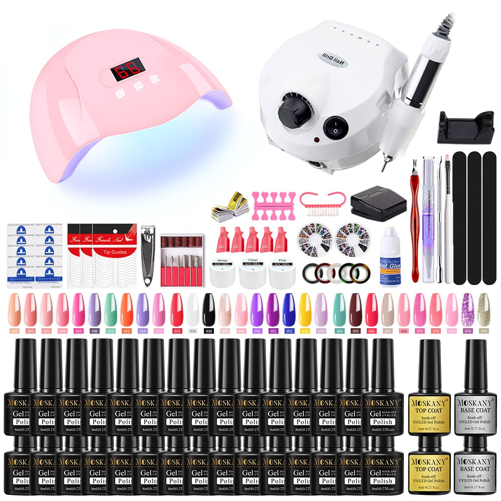 Beauty Nail Set With Nail Lamp Nail Dryer Nail Drill Machine Manicure Set Nail Art Tool