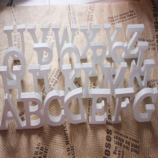 Freestanding Wood Wooden Letters White Alphabet Design