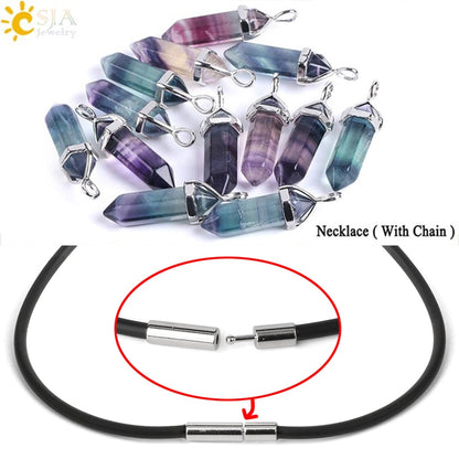 Fluorite Crystals Necklaces Pendants Suspension Quartz Gem