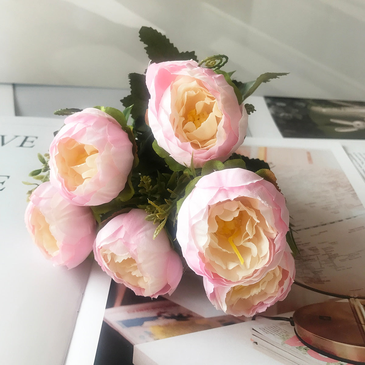 Beautiful Rose Peony Artificial Silk Flowers bouquet
