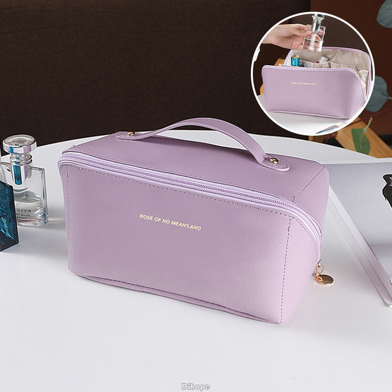 Large-Capacity Makeup Leather Cosmetic Bag