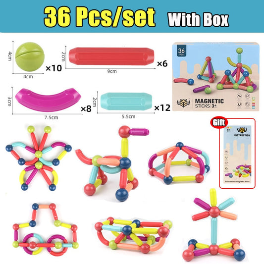 25 to 64 Pieces Big Size Magnetic Stick Building Blocks game magnets