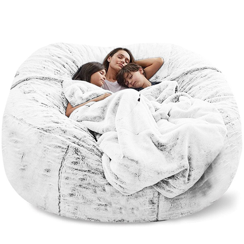 New giant sofa cover soft comfortable fluffy fur bean bag