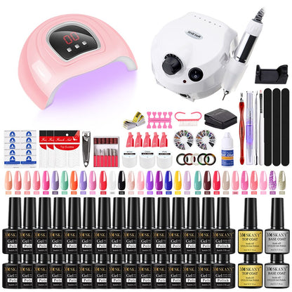 Beauty Nail Set With Nail Lamp Nail Dryer Nail Drill Machine Manicure Set Nail Art Tool