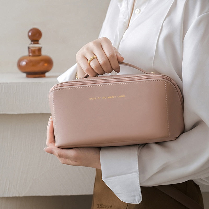 Large-Capacity Makeup Leather Cosmetic Bag