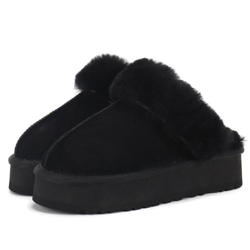 Winter Plush Cotton Slippers Women Flats Shoes