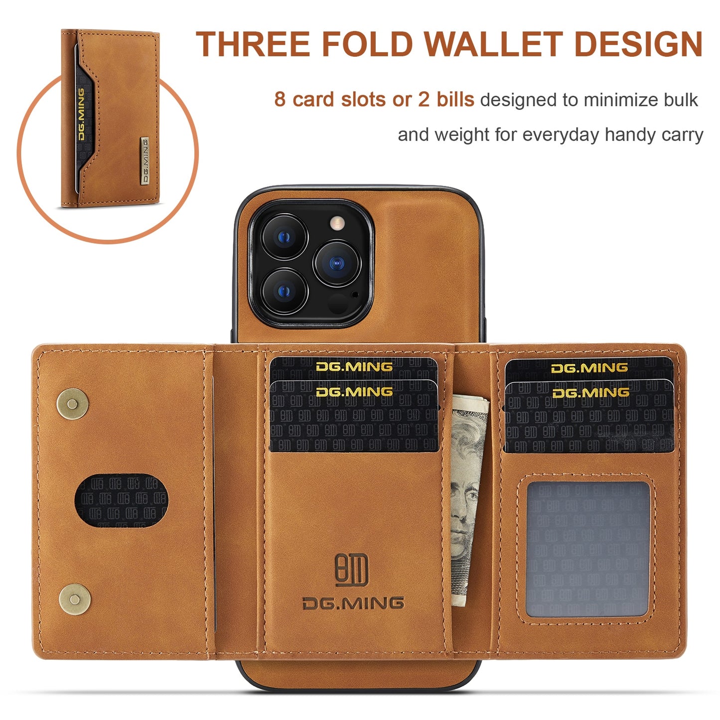 2 In 1 Detachable Magnetic Leather Case Wallet Cards