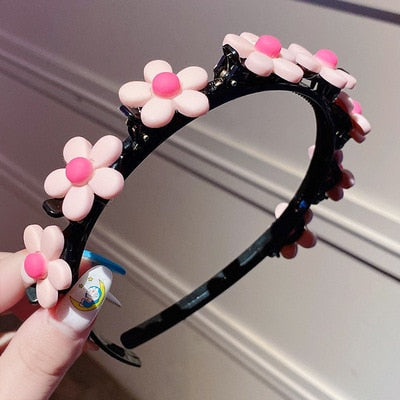 Double Bangs Clip Pearl Headbands Flower Hairbands