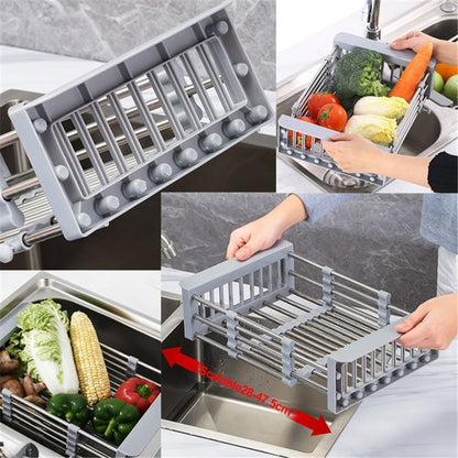 Adjustable Dish Drainer Stainless Steel Sink