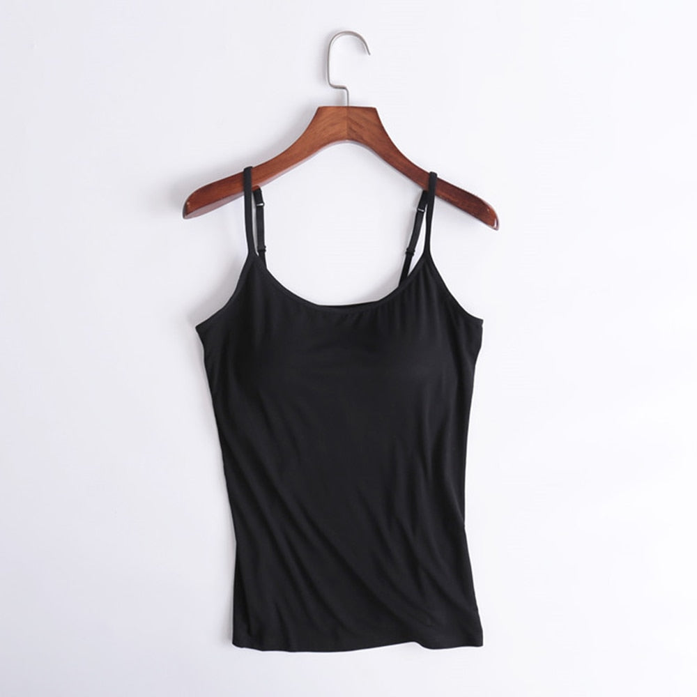 Women Camisole Tops with Built in Bra Neck Vest