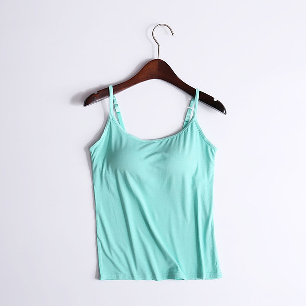 Women's Camisole Tops with Built in Bra Neck Vest