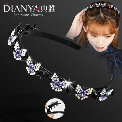 Double Bangs Clip Pearl Headbands Flower Hairbands