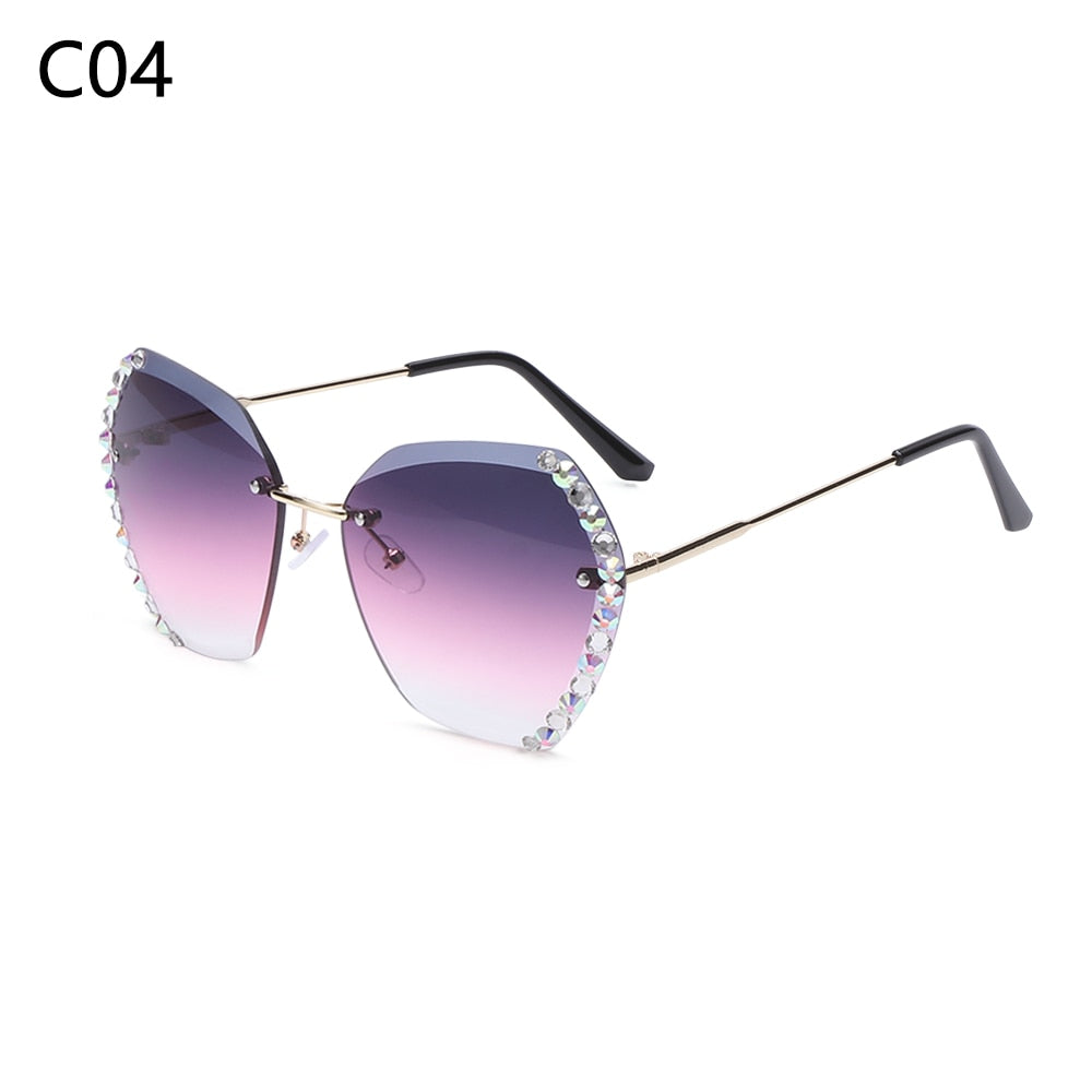 Luxury Brand Design Vintage Rhinestone Sunglasses