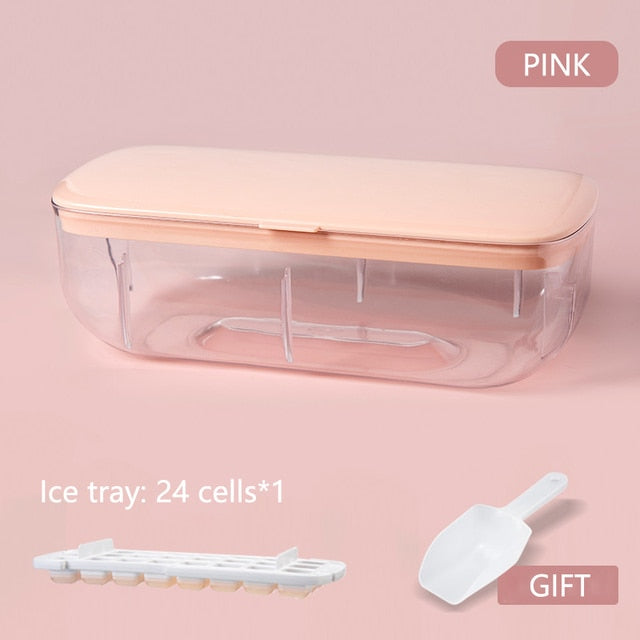 Silicone Ice Mold And Storage box 2 In 1 Ice Cube Tray