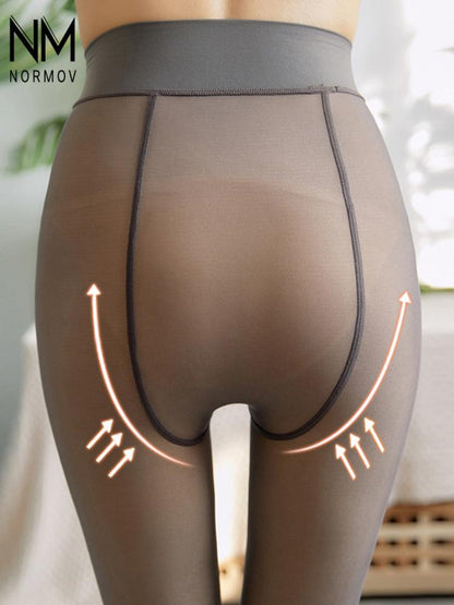 Winter Fake Translucent Leggings Women High Waist