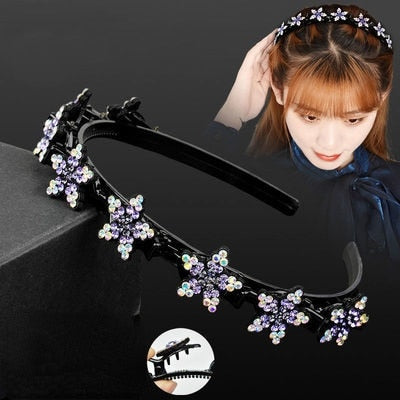 Double Bangs Clip Pearl Headbands Flower Hairbands