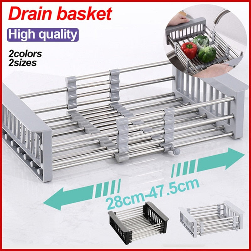 Adjustable Dish Drainer Stainless Steel Sink