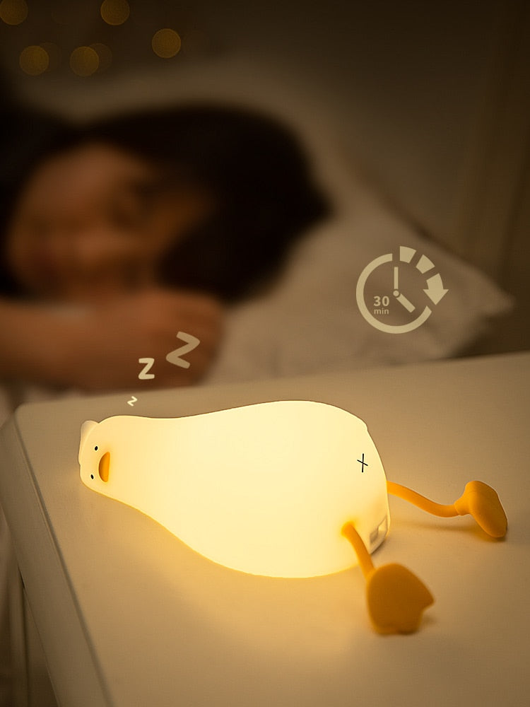 Lying Flat Duck Rechargeable Night Light Silicone Lamp