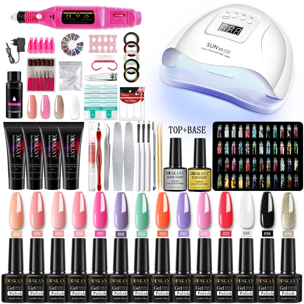 Beauty Nail Set With Nail Lamp Nail Dryer Nail Drill Machine Manicure Set Nail Art Tool