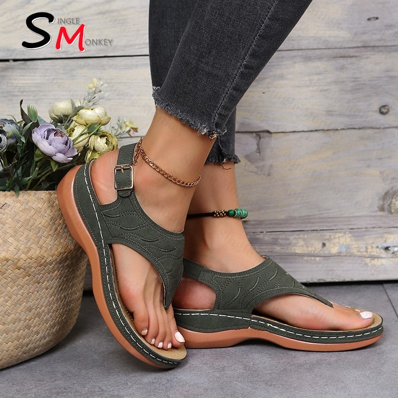 Summer Oxford Women Sandals Flats Slippers Pu Leather