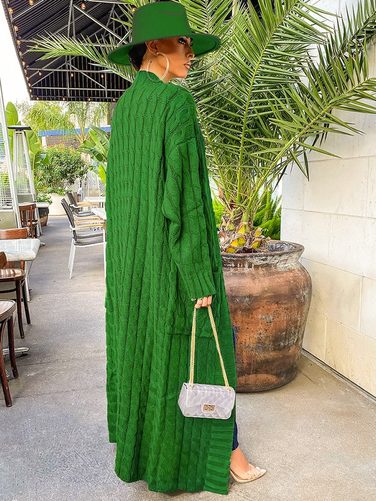 Cardigan Women Green Knitted Crochet