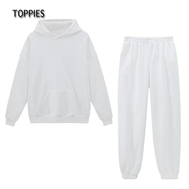 Women Hoodies and Sweatpants White Tracksuits