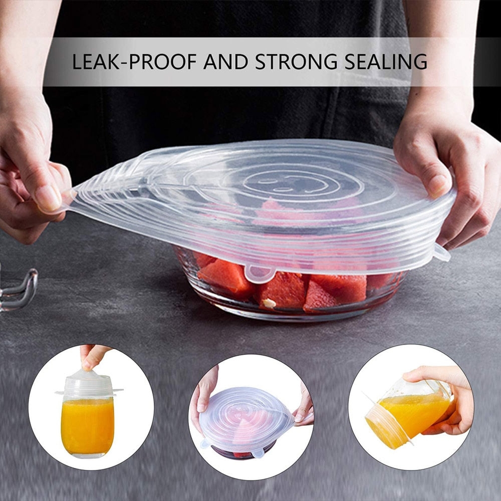 6Pieces Adaptable Lid Silicone Cover