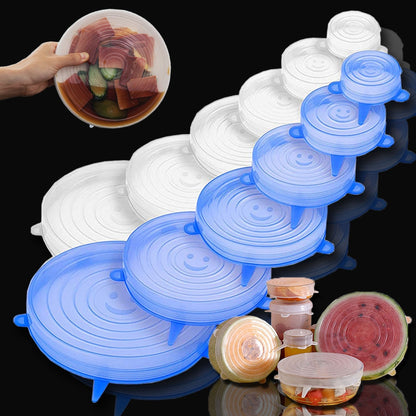 6Pieces Adaptable Lid Silicone Cover