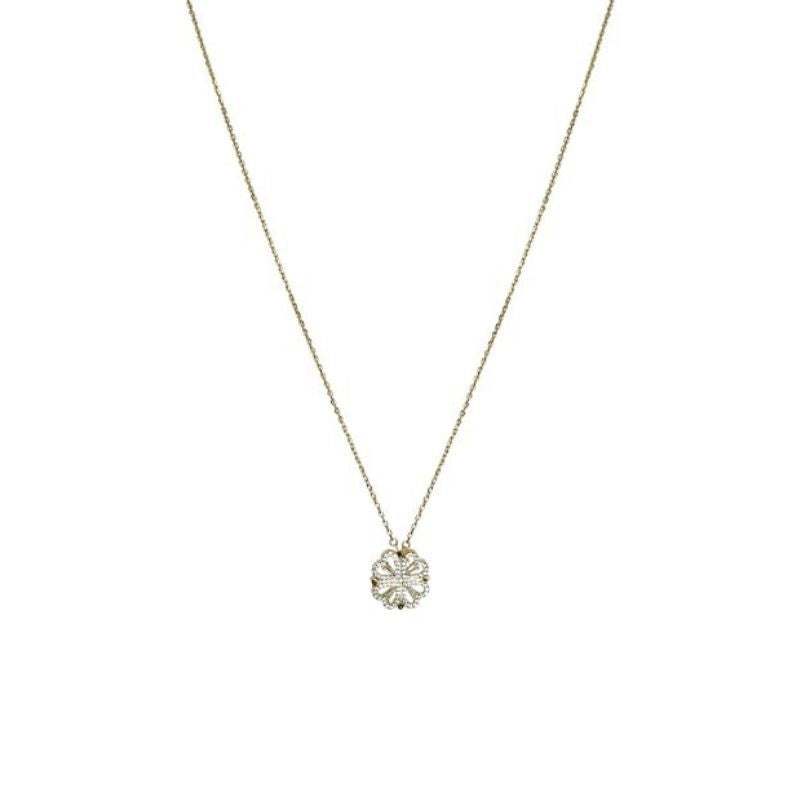 Retro Magnetic Folding Heart Shaped Four Leaf Clover Pendant Necklace Women Love