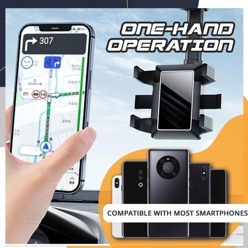 Mirror Phone Holder For Car Rotatable And Retractable Car Phone Holder Multifunctional 360 Rear All Mobile Phones